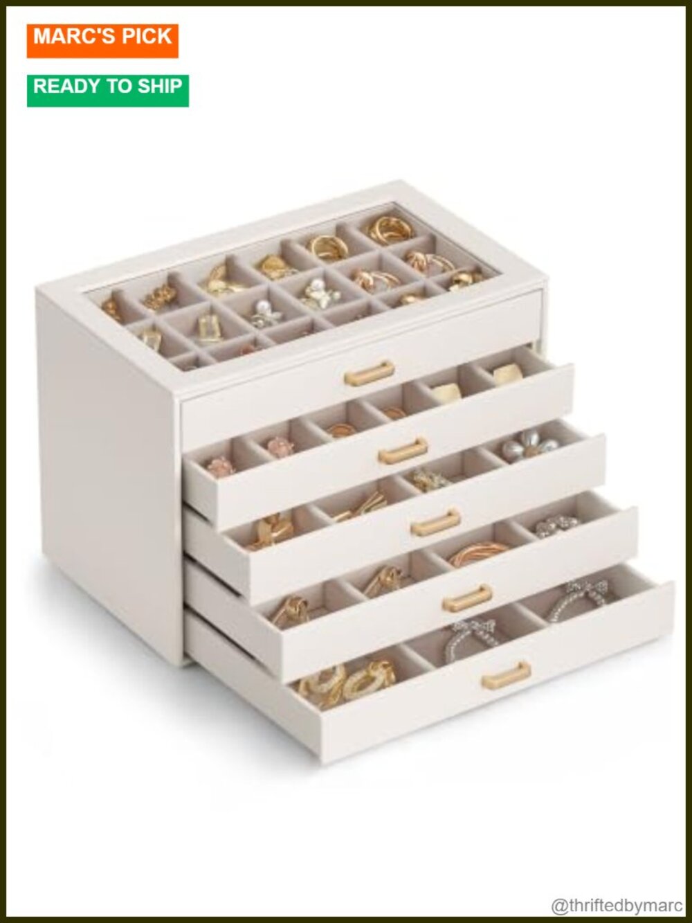 5-Layer Earring Organizer Jewelry Box PU Velvet with Clear Lid 9.3x5.9x6.5